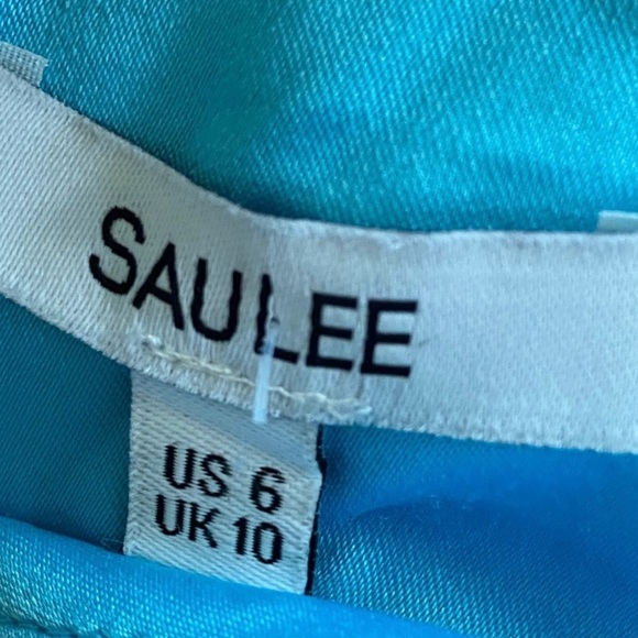 SAU LEE Harper Halter Satin Maxi Dress Gown in Arctic Blue - Picture 4 of 5